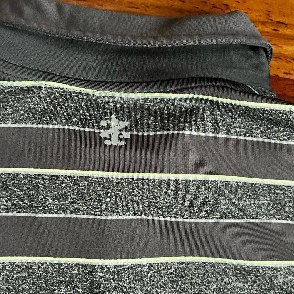 Izod Golf Polo Shirt Gray Green Striped Short Sleeve Casual Men’s S
